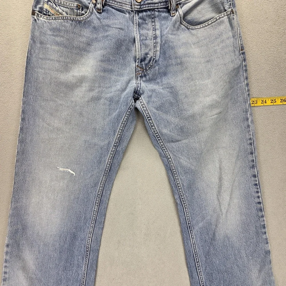 Diesel Jeans Mens 34x30 Blue Larkee Regular Straight Distressed Button Fly 0800Z
